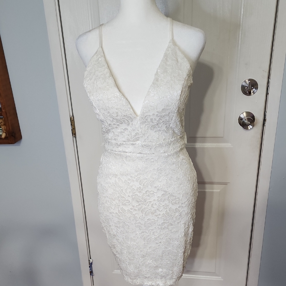 Emerald Sundae Ivory Lace Mini Dress